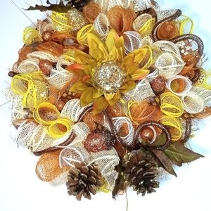 Fall Acorn Button Cntrp/Petite Wreath